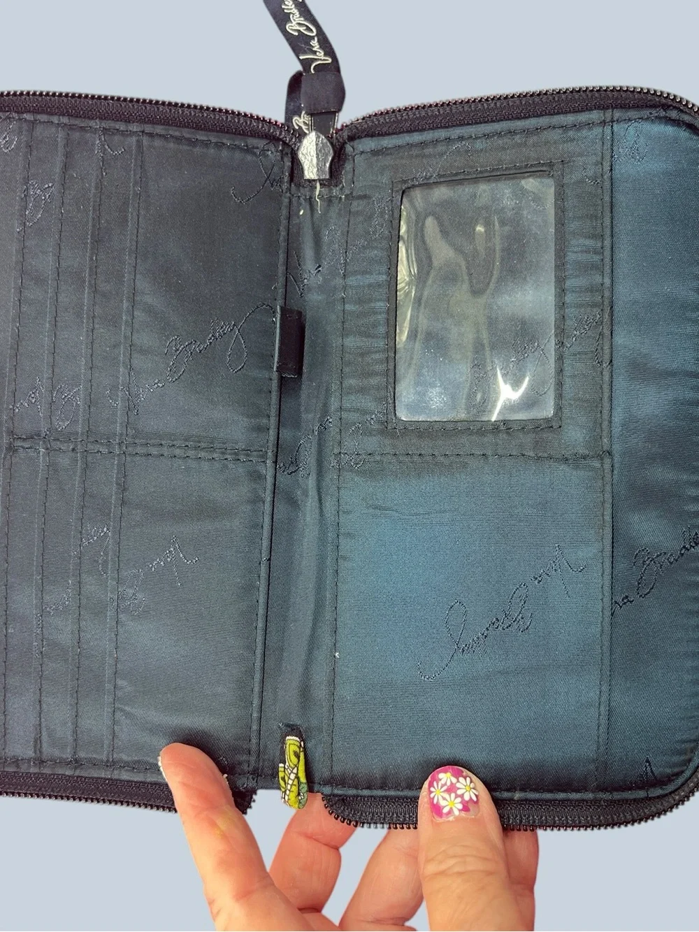 Vera Bradley Cambridge Quilted Patterned Wristlet/Wallet in Navy and Green